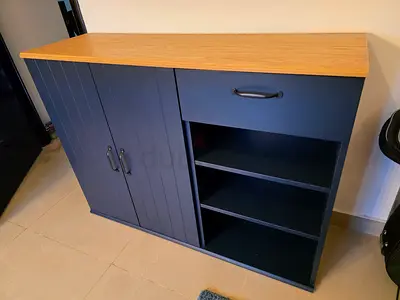 Ikea Blue Woodtop Sideboard Cabinet - Skruvby