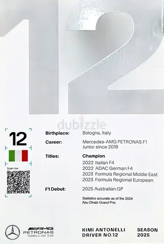 Orignail signed by Kimi Antonelli, Racing Card / Driver Bio Print (Season 2025)