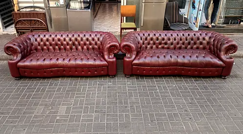 Sofa Chesterfield Leather 3+3