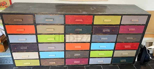 Large Multi-Drawer Sideboard / Storage Cabinet — 30 Colorful Drawers