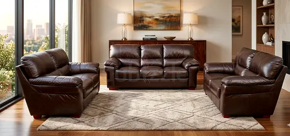 Sofa Brown Pure Leather 3+2+2