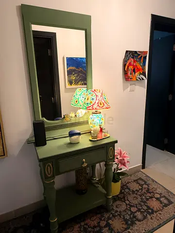 Console with mirror