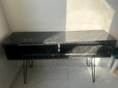 Black Marble Effect Console Table with Hairpin Legs