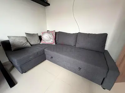 Comfortable Dark Grey L-Shape Sofa Bed