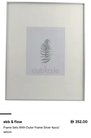 Set of 4 Silver Picture Frames with Mat (A4) - Ebb  Flow