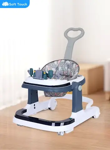 Adjustable Baby Walker with Detachable Play Tray and Push Handle