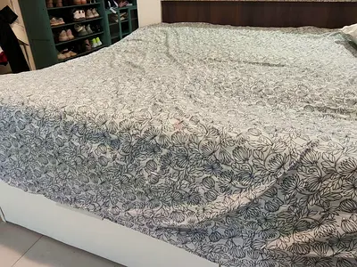IKEA white bed with mattress for sale
