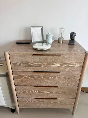 Crate  Barrel Light Oak 5-Drawer Tall Dresser - Solid Wooden Finish