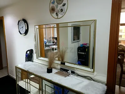 Gold Framed Console Table with Large Matching Mirror - Good Condition