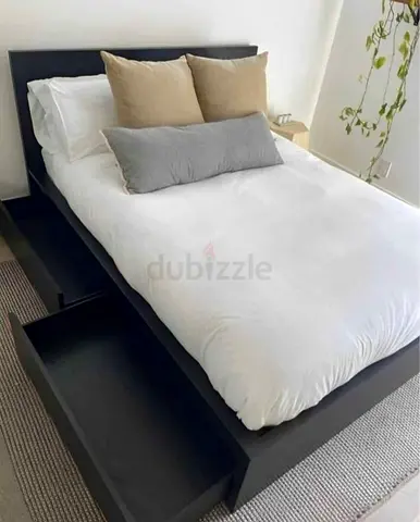 Malam double size bed 140/200cm bed with 2 storage drawers underneath and Ikea mattress is available