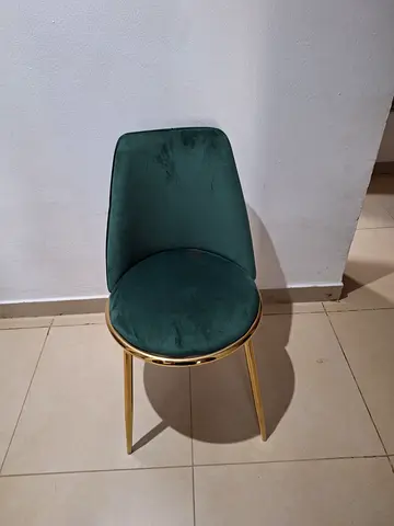 Green Velvet Dining Chair with Gold Legs - Good Condition (2 seats)