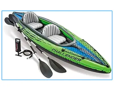 Inflatable 2‑Person Kayak with Oars and Pump - Challenger Style