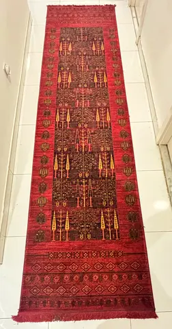 Handwoven Red Runner Rug - Persian Traditional Design, Good Condition