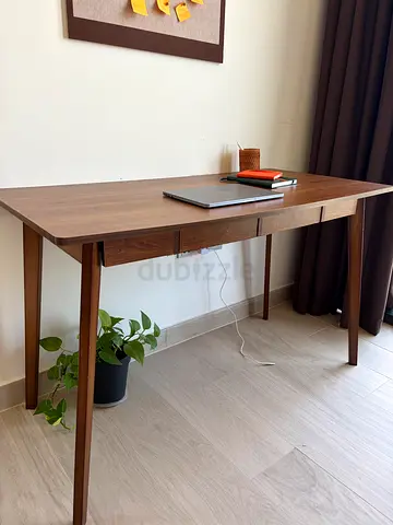 Wooden study/office desk with drawers - slim mid-century design