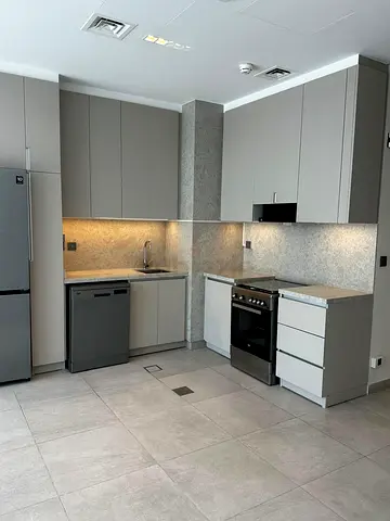 Modern Grey Modular Kitchen Cabinets with Appliances - Good Condition