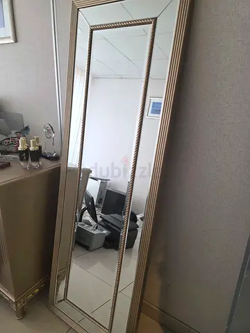 Large Decorative Full-Length Standing Mirror with Gold Frame