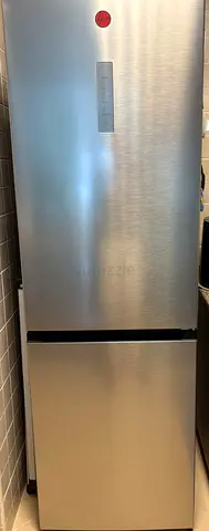 Stainless steel bottom-freezer fridge - good condition - Hoover brand refrigerator