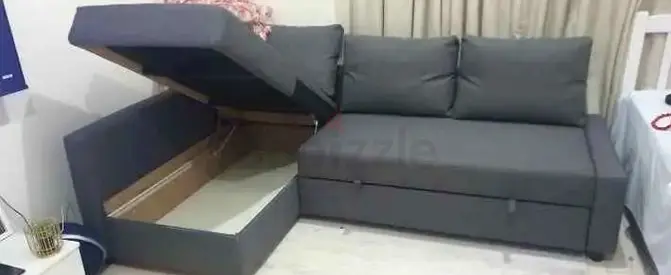 IKEA L Shape Sofa cum bed with big storage and you can fix the storage left or right anyside