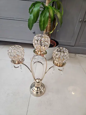 Crystal 3-Arm Table Lamp / Decorative Candle Holder