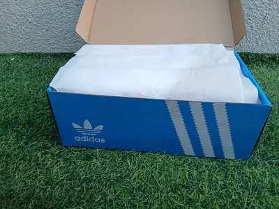 Adidas shoe box (blue) with tissue — original packaging