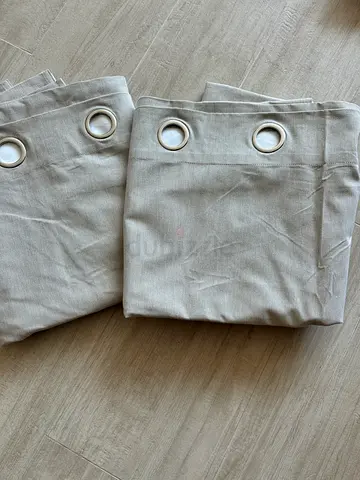 Beige grommet curtains - set of 2-piece blackout curtain panels (135cmx300cm)