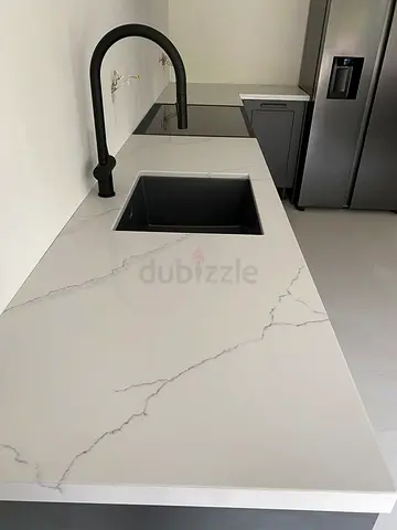 Custom Built Kitchen Countertop with Double Integrated Sink – Minimalist Luxury Kitchen Design