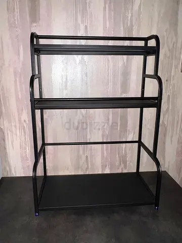 Black metallic kitchen shelf, very handy!