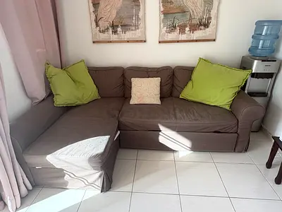 L-shaped 3 seater Sofa bed - Light Brown
