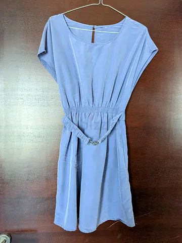Light blue lilac casual belted dress - size S