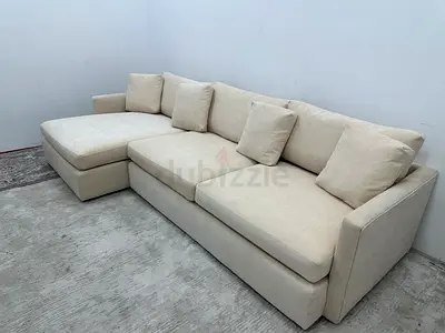 Excellent condition cratebarrel beige color lshape sofa