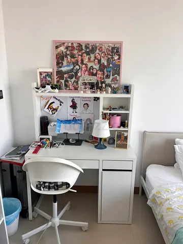 White IKEA Study Desk with Shelves and Drawer - Good Condition