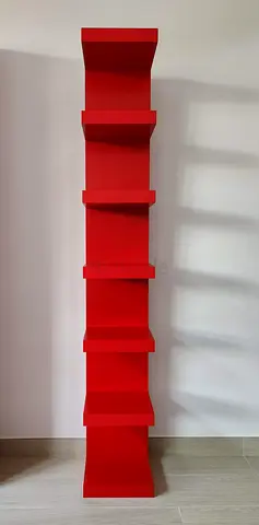 Tall Red Wall Shelf Unit - 7-Tier