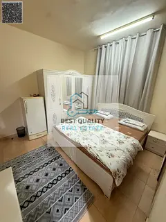 Furnished studio apartment for monthly rent in Ajman, Al Bustan area, next to the city police statio