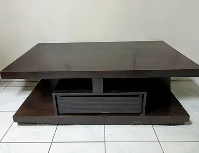 Large Dark Wood Rectangular Table with Lower Shelf
