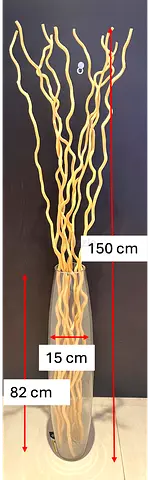 Tall Clear Glass Floor Vase with Curly White Branches – 150cm