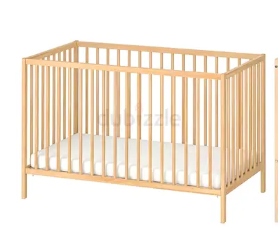 Wooden Baby Crib with Mattress Good Condition
