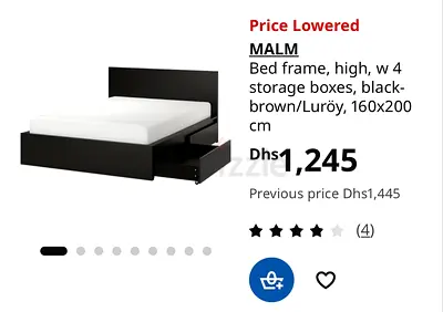 IKEA MALM Queen Bedroom Set — MALM bed frame with 4 storage drawers, 160x200 cm - black-brown