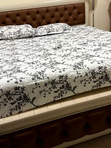 Tufted Brown Headboard and Queen Size Mattress