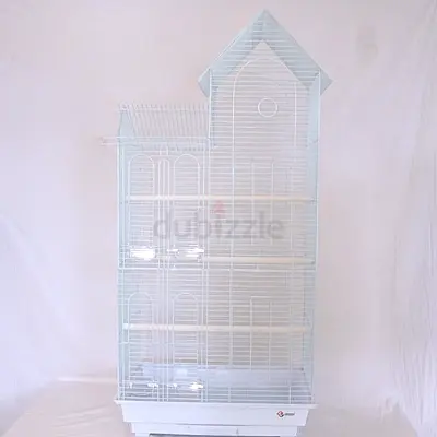 Large white house style bird cage