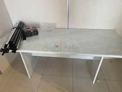 Marble Top Table / Desk — White Carrara Style