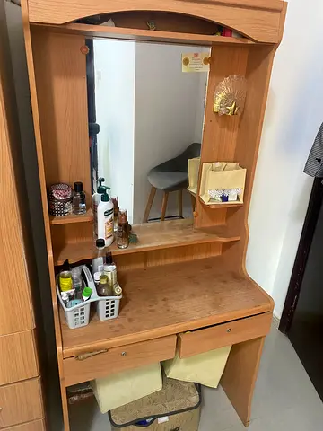 Wooden Dresser with Mirror and Drawers - Light Oak Finish