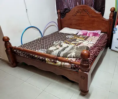 Elegant Solid wood bed with side table...