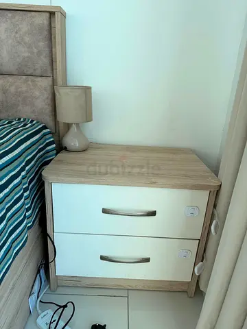 King size wooden bed frame with side tables and dresser - good condition (mattress not included)