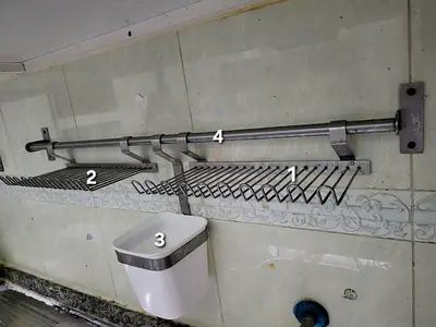 RACK Display Hanging Drier Stainless Steel Kitchen wall mounting-IKEA with A Basket  Holder