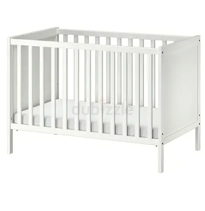Gray Wooden Baby Crib without Mattress — IKEA Sundvik
