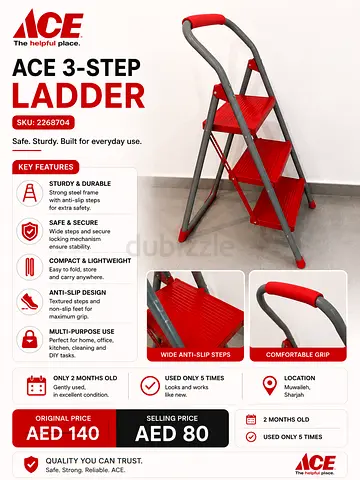 ACE 3-STEP LADDER - 2 months old