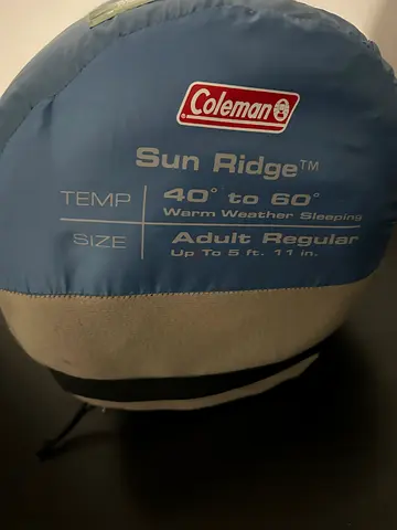 Coleman Sun Ridge Sleeping Bag (Adult Regular) - Good Condition