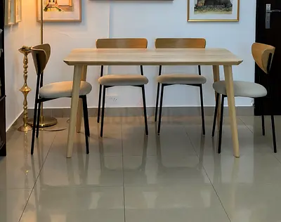 Light Wood Dining Table with 4 Chairs