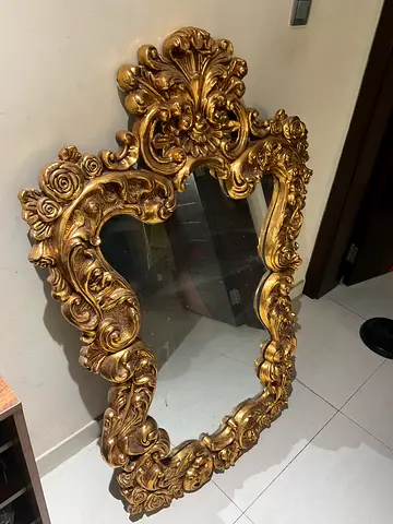 Ornate Gold Decorative Wall Mirror with Baroque Frame