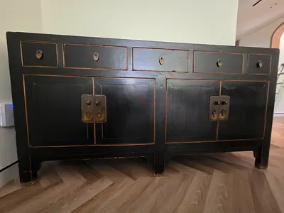 Solid Wooden antique Black Sideboard / Cabinet with Drawers (Vintage Style)